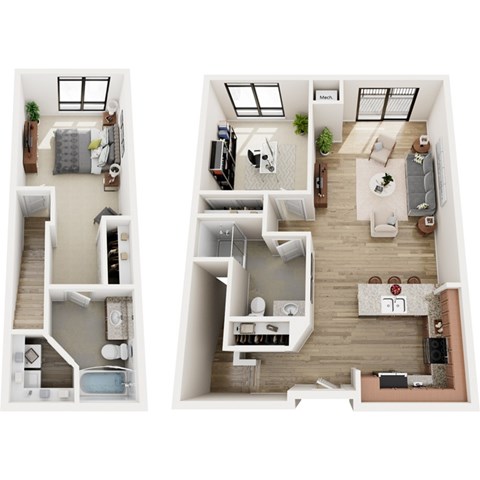 Floor plan for 2 beds, 2 baths, 1060 sqft